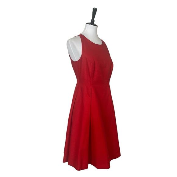 Kate Spade Dress Fit Flare Round Neck Cherry Red Cotton Silk Women’s Size 10 - Picture 2 of 11